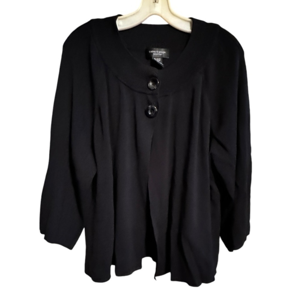 Cable & Gauge Woman Black Cardigan Sweater - Picture 2 of 5